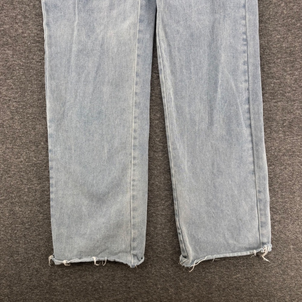 SHEIN Womens Light Wash High Rise Wide Leg Jeans Raw Hem Light Blue Size XS 2 - Picture 4 of 9